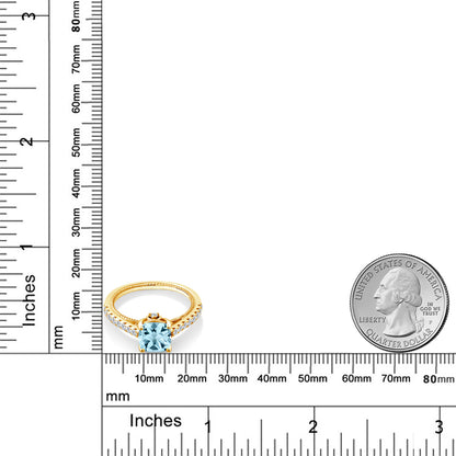 2.3カラット  天然 スカイブルートパーズ 指輪 リング  シンセティック ホワイトサファイア シルバー925 イエローゴールド 加工 11月 誕生石