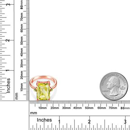 6.95カラット  天然 レモンクォーツ 指輪 リング  天然石 ペリドット シルバー925 ピンクゴールド 加工