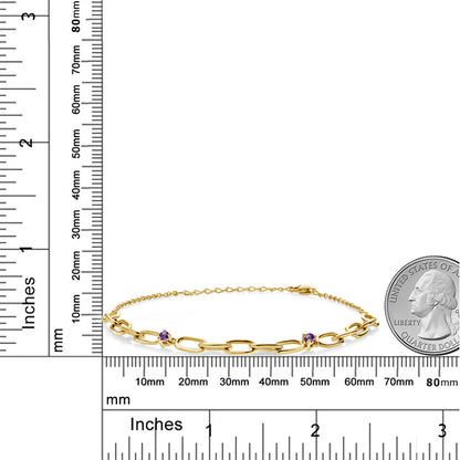 0.12カラット  天然 アメジスト ブレスレット   シルバー925 イエローゴールドコーティング