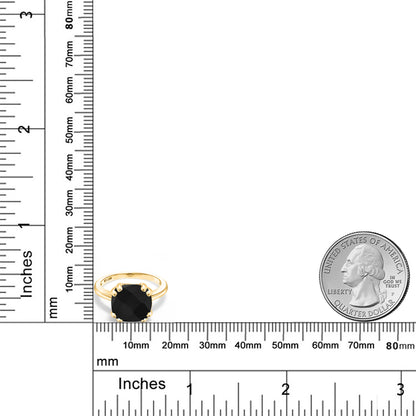 3.8カラット  天然 オニキス 指輪 リング   シルバー925 イエローゴールド 加工 8月 誕生石